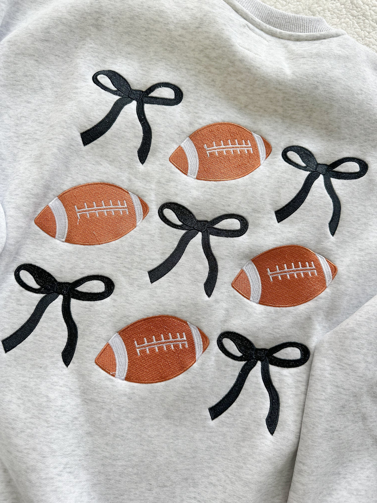 Game Day Embroider Football Bows Sweatshirt