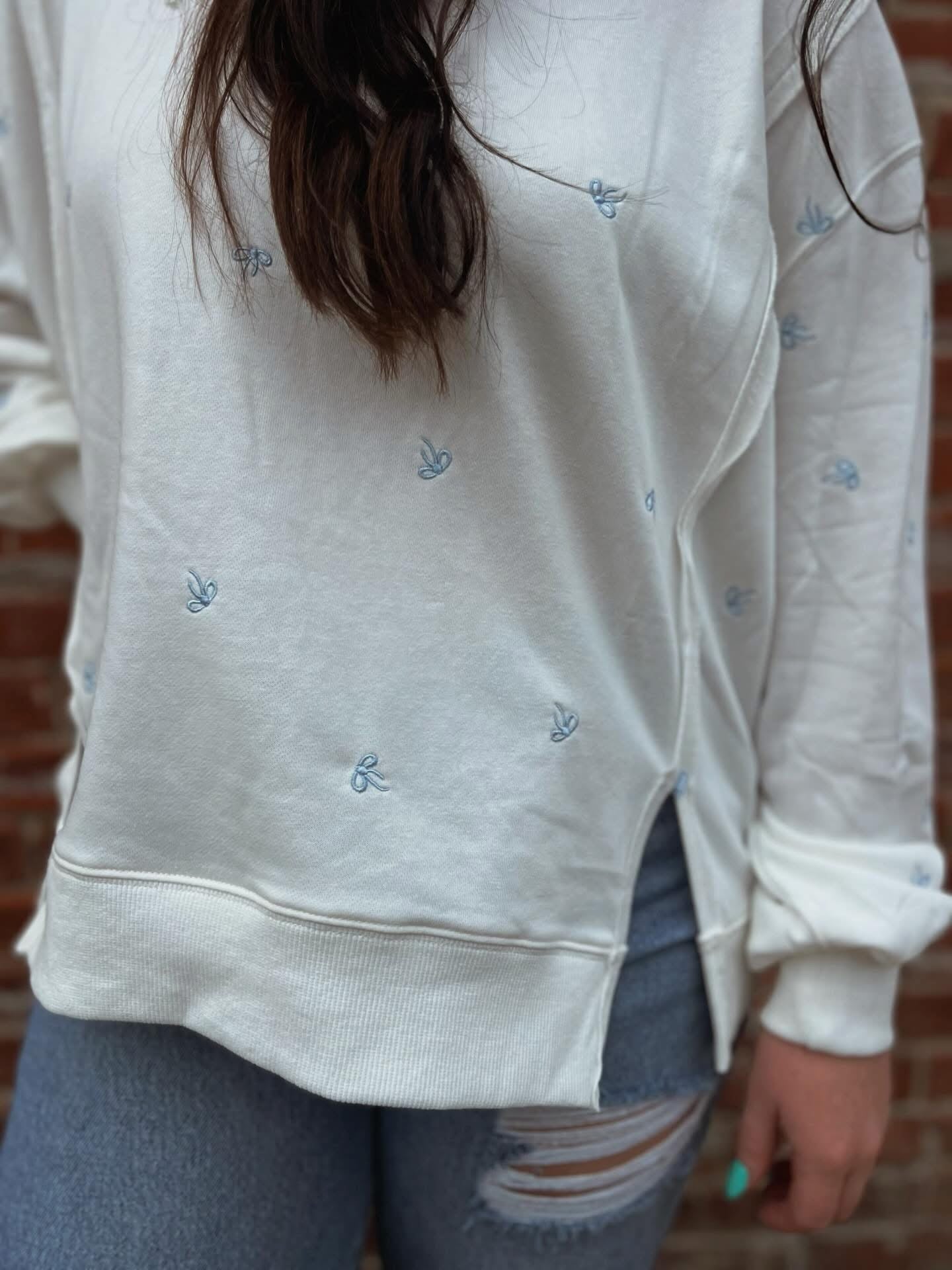 Dolly Up Ditsy Bow Crewneck