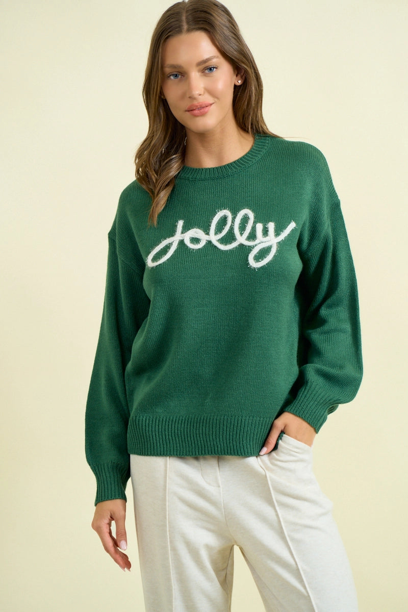 Jolly Metalic Forest Green Sweater