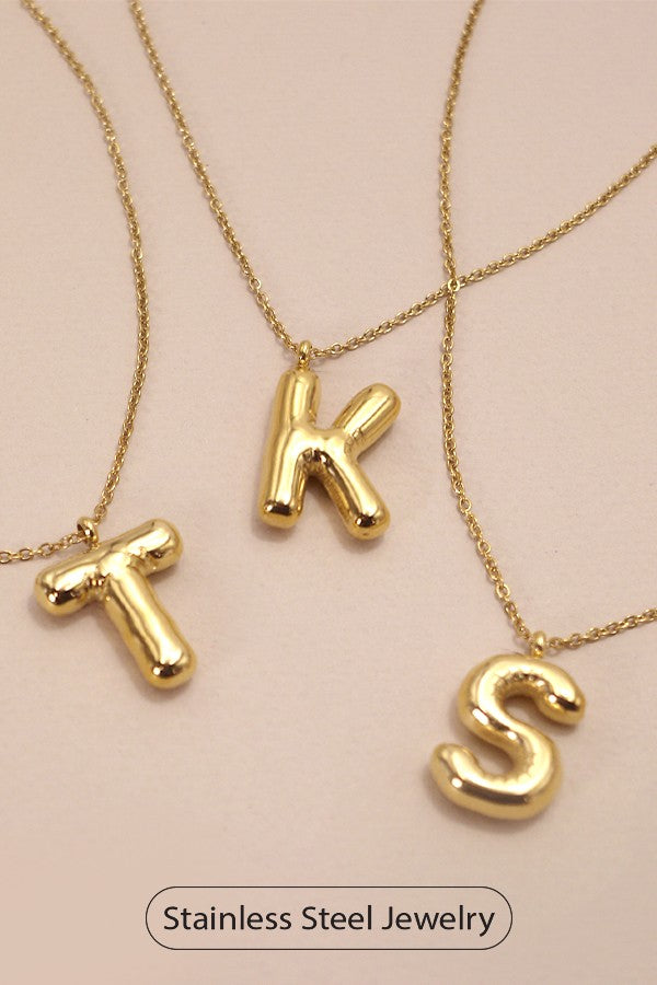 18K Gold Stainless Initial Necklace