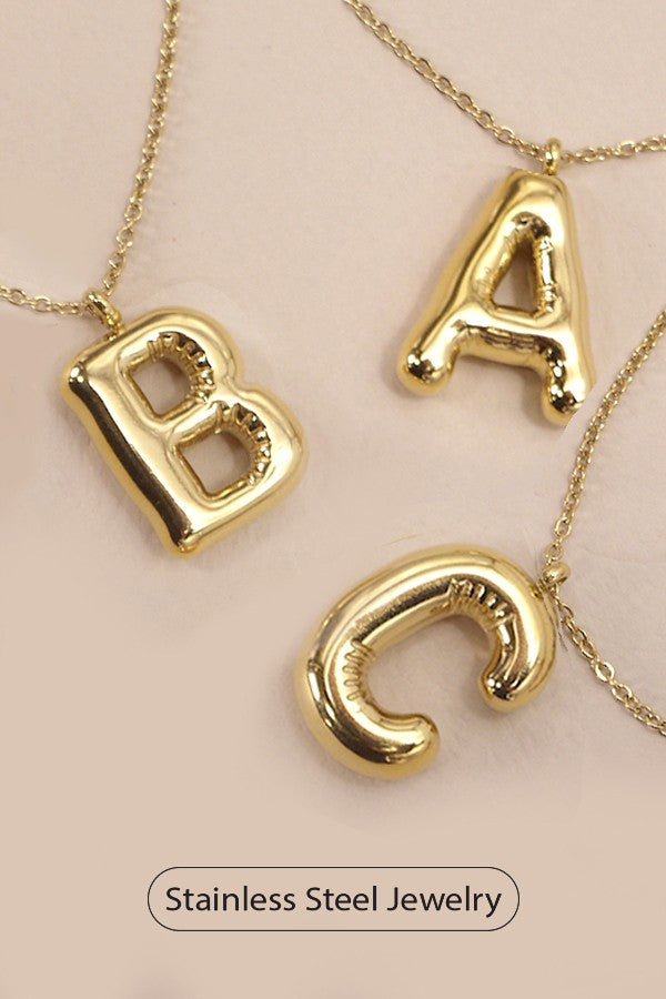 18K Gold Stainless Initial Necklace