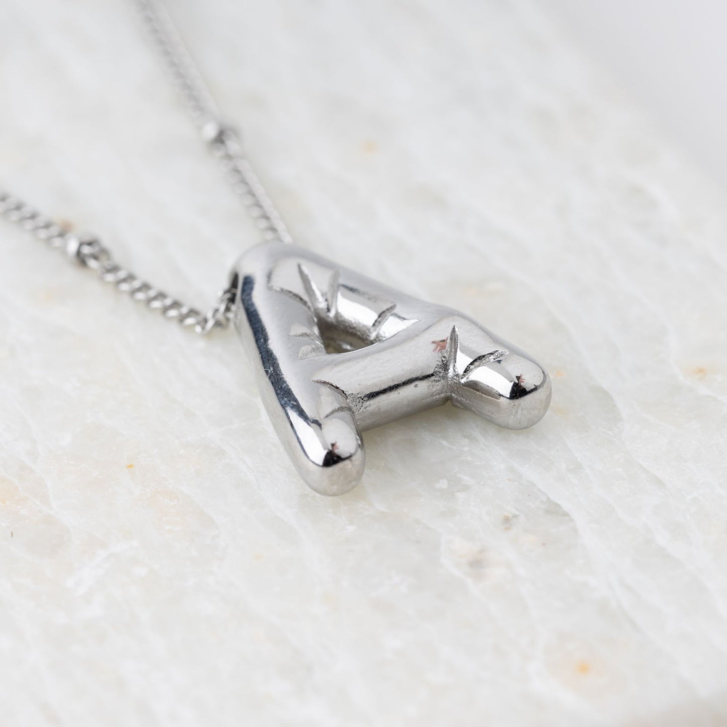 Silver Waterproof Bubble Initial Necklace