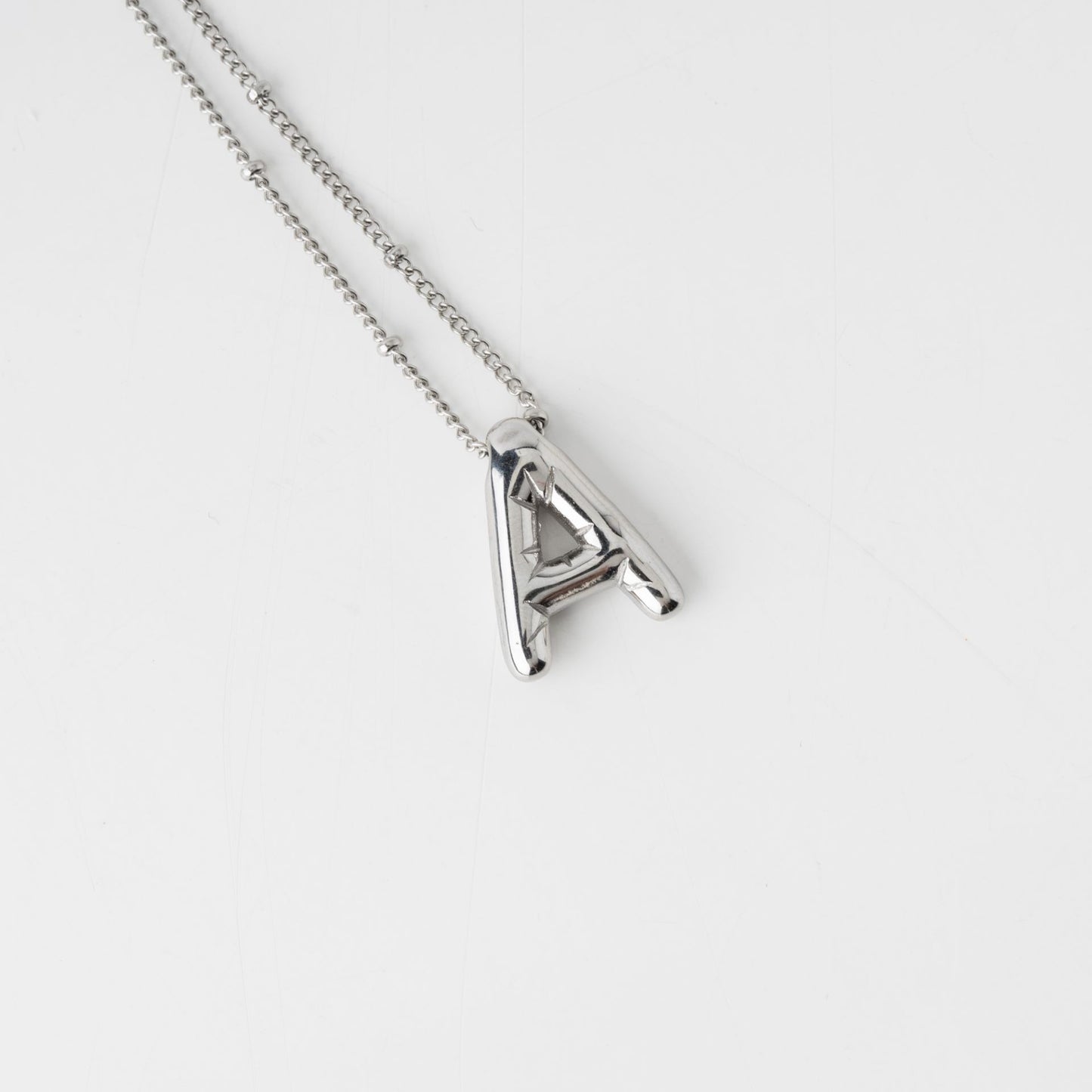 Silver Waterproof Bubble Initial Necklace