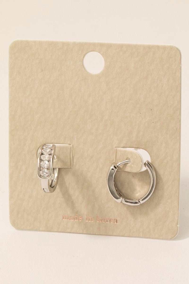 Oval Rhinestone Hinge Hoop Earrings