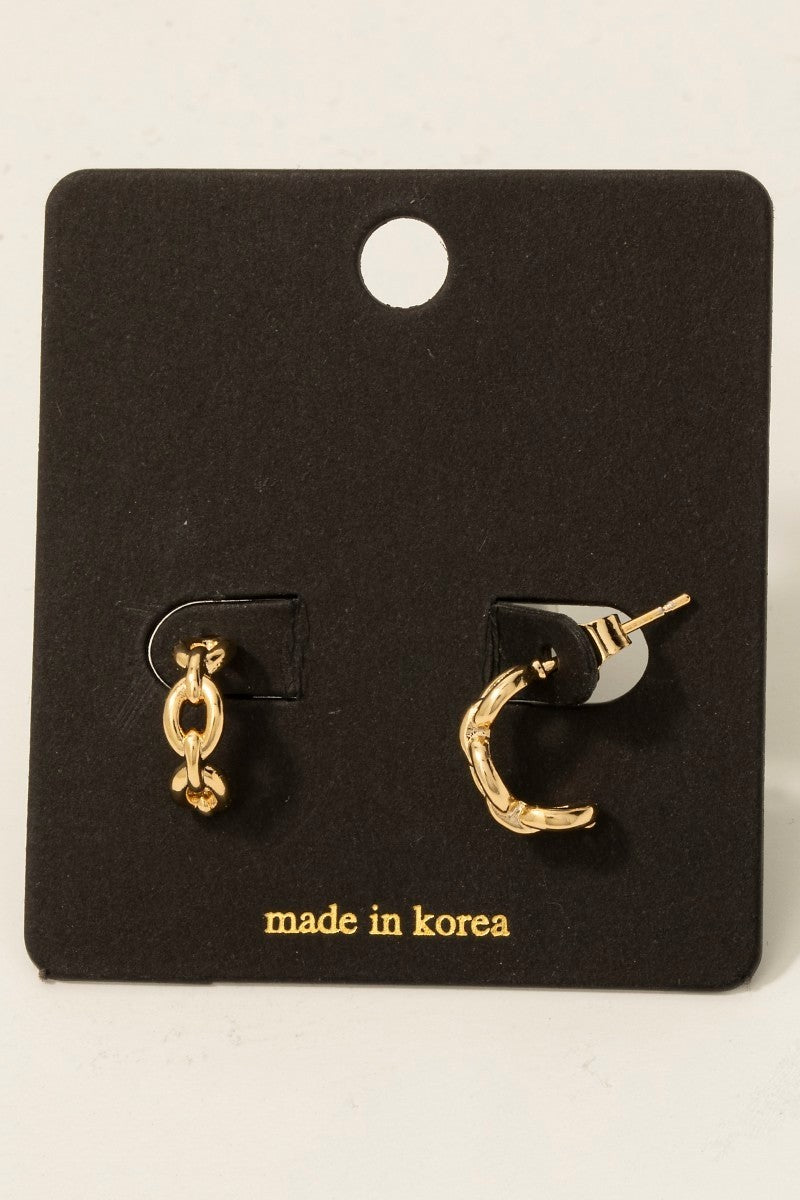 Dainty Solid Chain Hoop Earrings