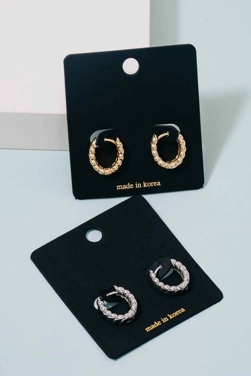 Twisted Texture Hinge Hoop Earrings