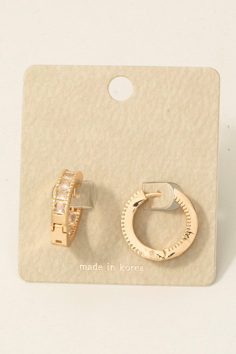 Square Pave Hinge Hoop Earrings
