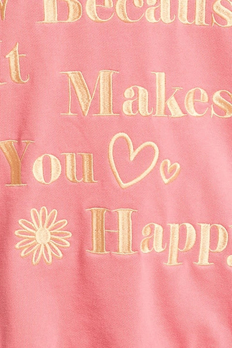 Makes You Happy Embroidered Sweatshirt