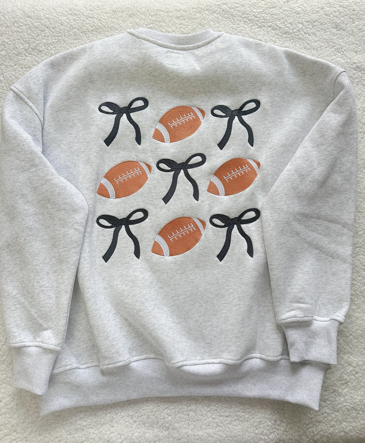 Game Day Embroider Football Bows Sweatshirt