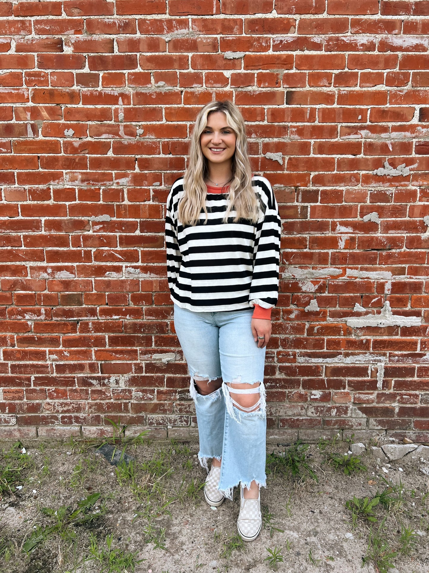 Kenna Stripe Sweatshirt in Black