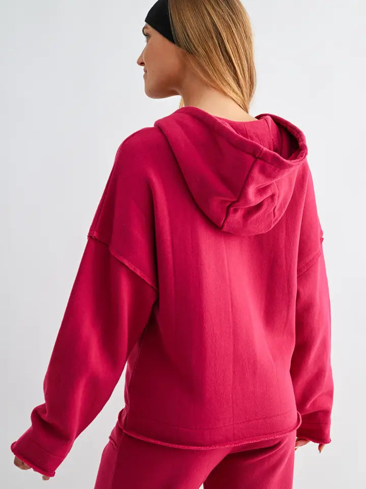 Malibu Air Cotton Hoodie In Plum Pink