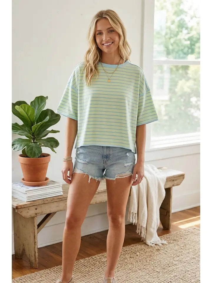 Striped Relaxed Fit Knit Tee