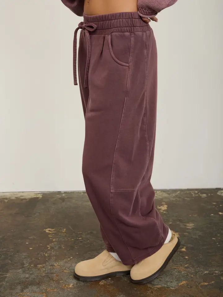 Wide Leg Sweatpants In Maroon