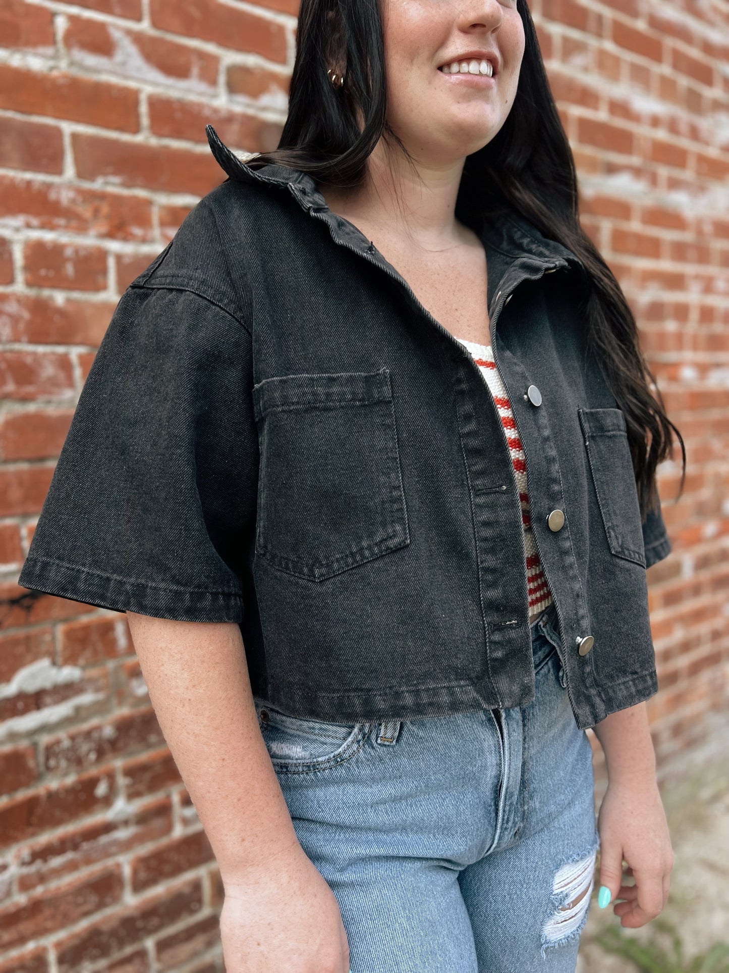 The Gabby Cropped Denim Jacket