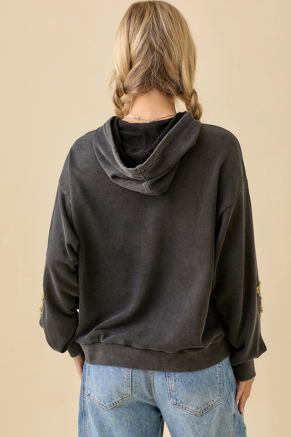 Mineral Wash Hoodie with Denim Star Patch
