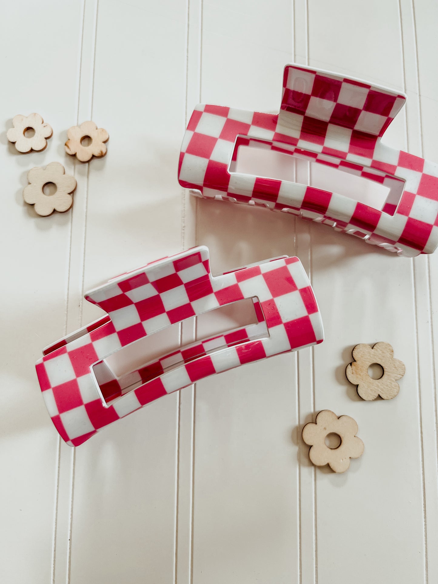 Jumbo Checker Hair Claw Clip