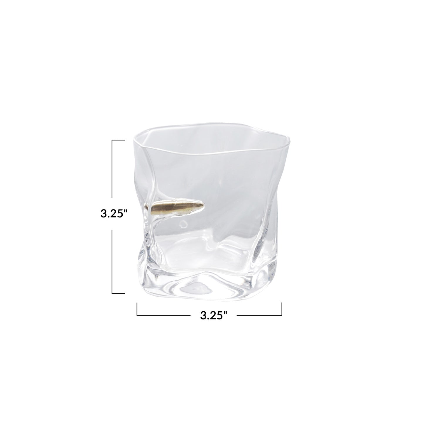 Textured Whiskey Glass w/ Embedded Gold Finish Bullet