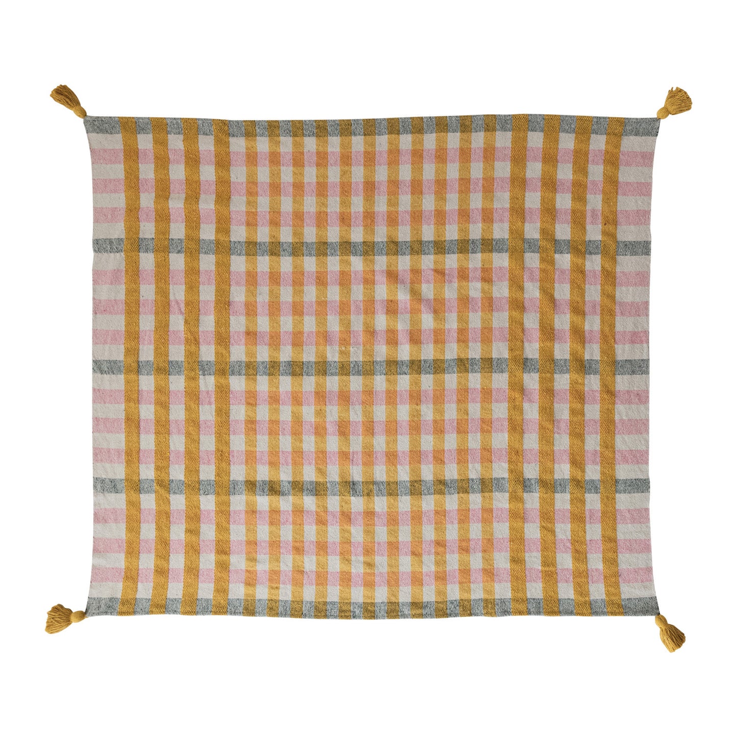 Woven Plaid Throw w/ Tassels