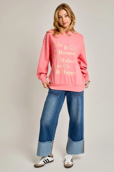 Makes You Happy Embroidered Sweatshirt