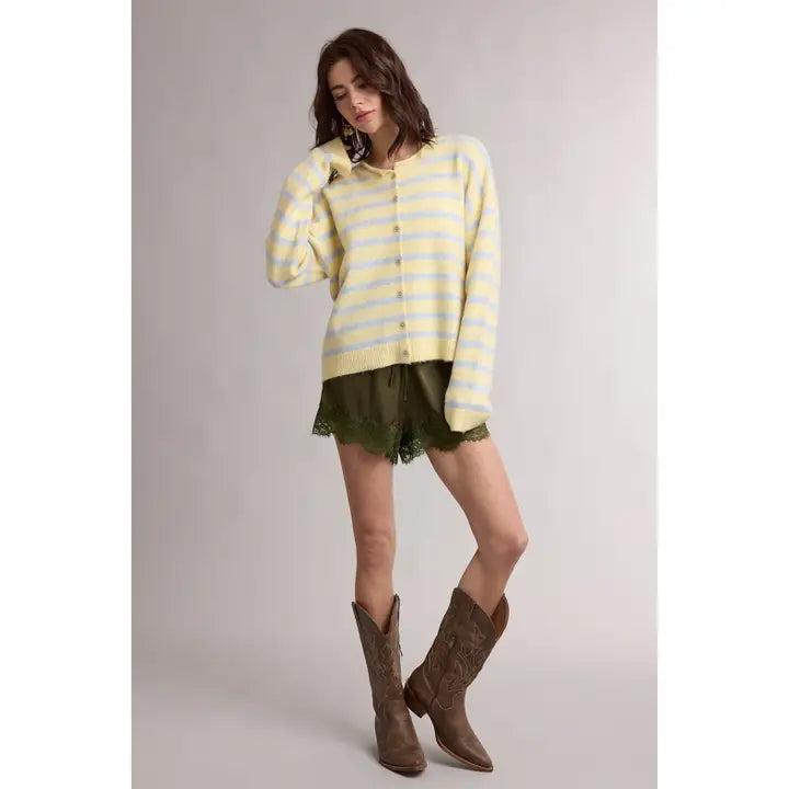 Sky Striped Sweater Cardigan