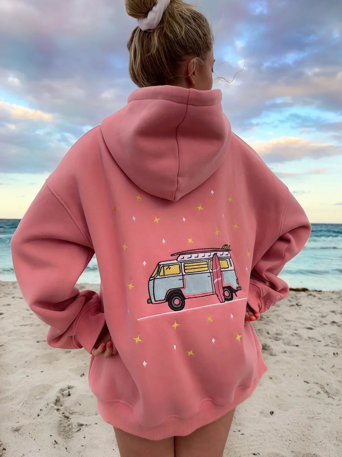 Ice Cream Pink Embroider Van Star Hoodie