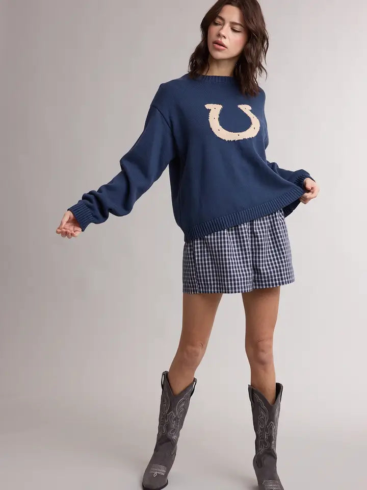 Western Horseshoe Graphic Cozy Sweater