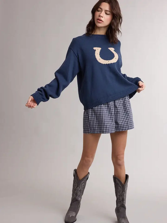 Western Horseshoe Graphic Cozy Sweater