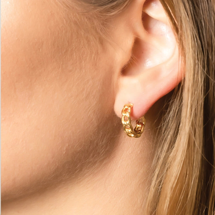 14K Gold Dipped Link Hoop Earrings