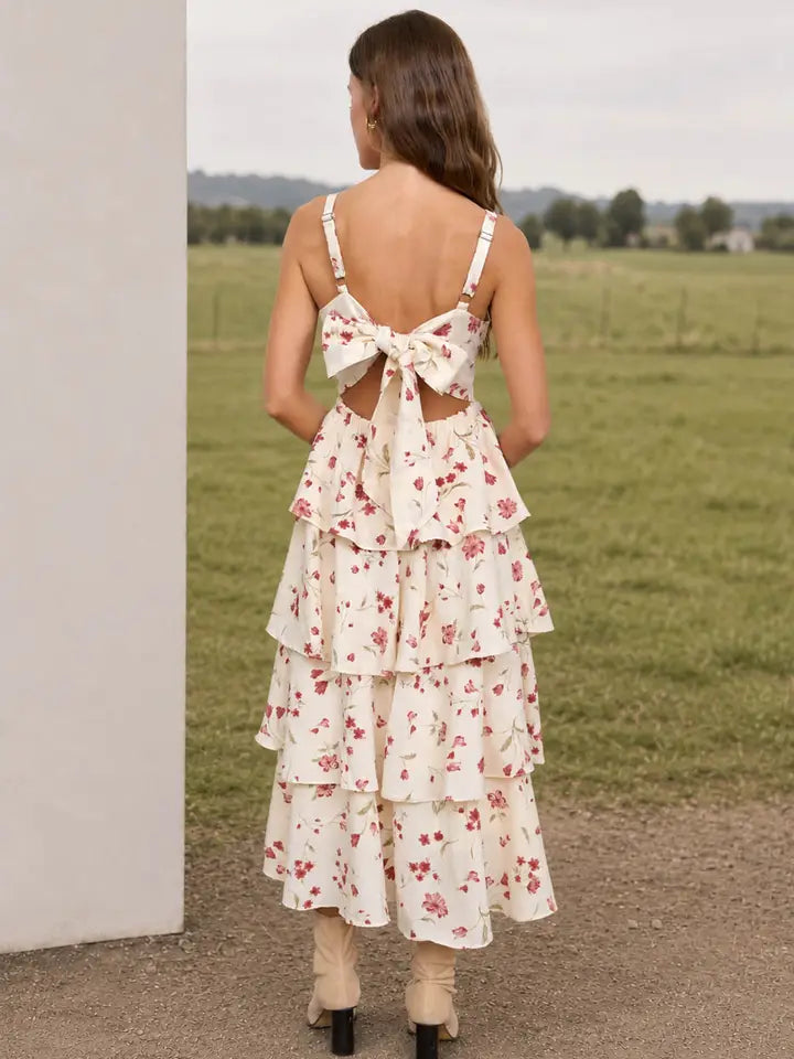 Floral Ruffle Tiered Midi Dress