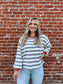 Kenna Stripe Sweatshirt in Grey