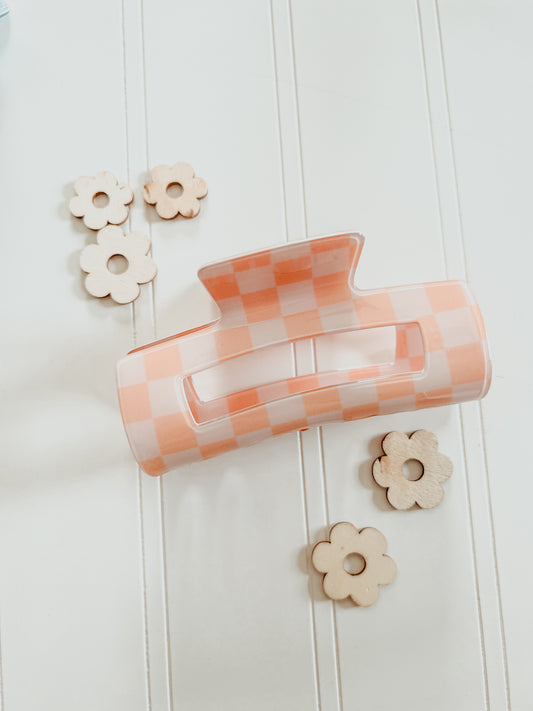 Jumbo Checker Hair Claw Clip