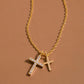 Pave Double Cross Pendant Necklace