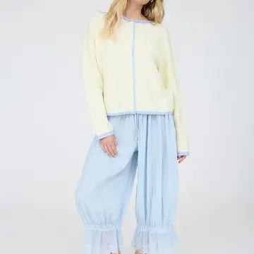Stripe Raw Edge Button Down Cardigan