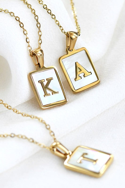 18K Gold Stainless Initial Tag Necklace