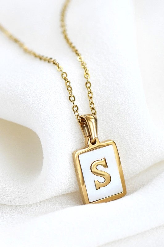 18K Gold Stainless Initial Tag Necklace