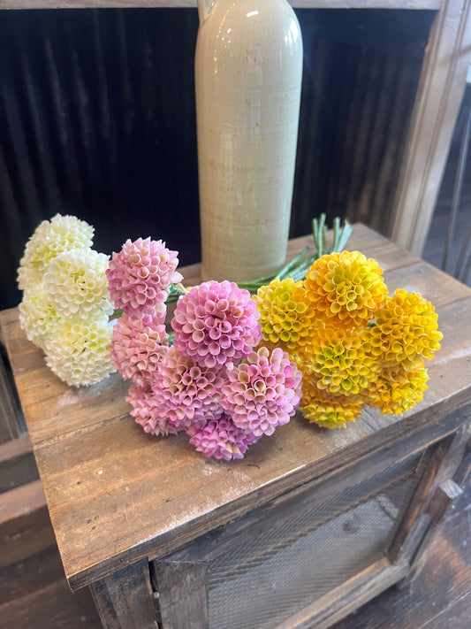 Artificial Short Garden Mums in White