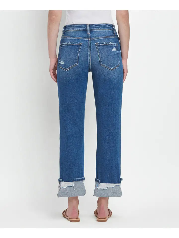 Daphne High Rise Cuffed Straight Jeans