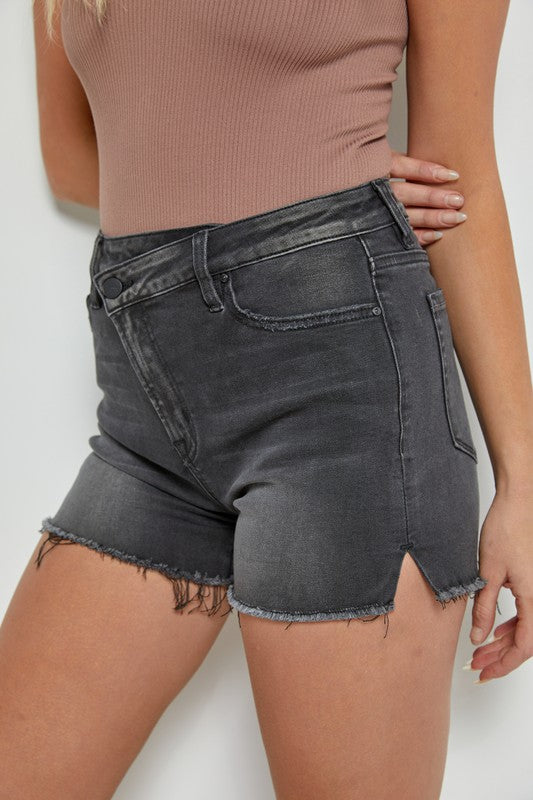 High Rise Shorts with Cross Over Slit
