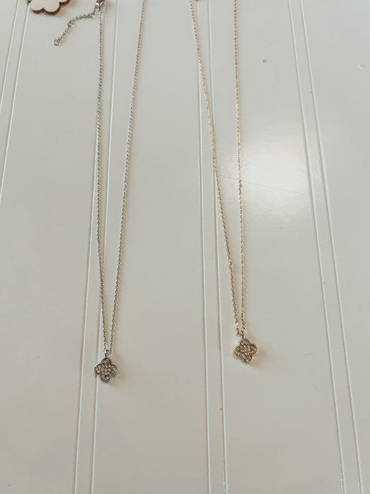 Kendra Dupe Pave Clover Necklace