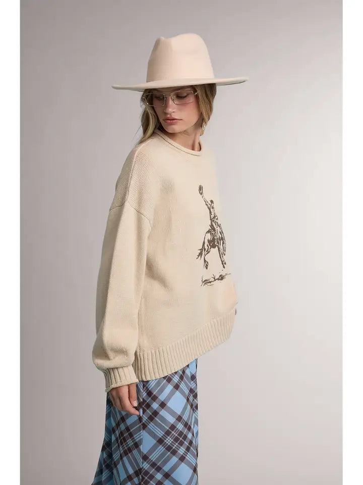 Rodeo Cowboy Western Graphic Sweater