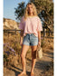 Striped Relaxed Fit Knit Tee in Pink & Yellow