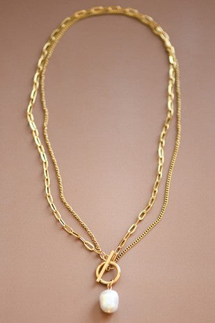 18K Stainless Pearl Chain Necklace