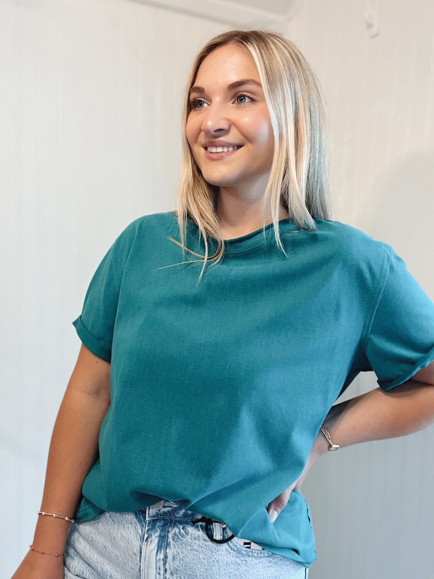 Mali Raw Hem Short Sleeve Top