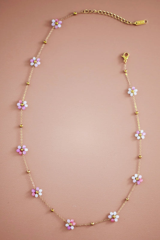 18K Stainless Flower Chain Necklace