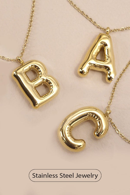 18K Gold Stainless Initial Necklace