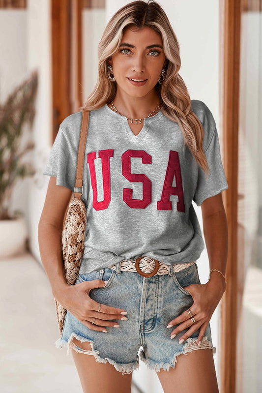 USA Lettering Patch Tee- S