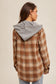 Emily Hoodie Plaid Shacket in Light Brown