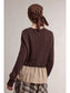 Twofer Ribbed Knit Sweater with Attached Peplum