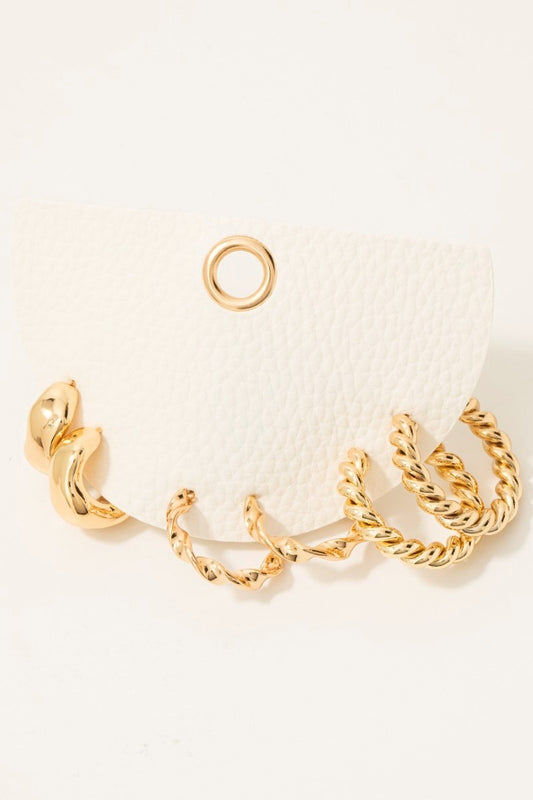 Hoop Twist Earrings Set in Gold