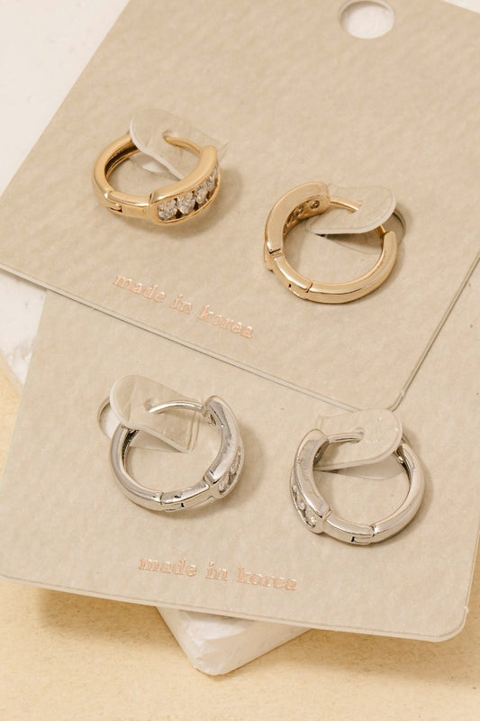 Oval Rhinestone Hinge Hoop Earrings